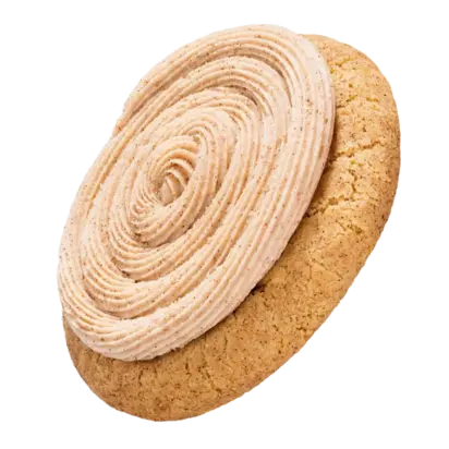 Crumbl Cookies Last Week menu 5 A churro cookie featuring a smooth swirl of cream on top, highlighting its tempting and indulgent appearance.