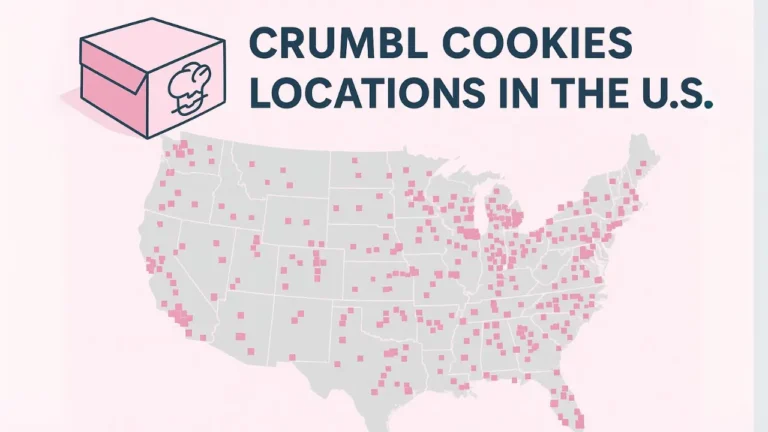 Map showing various Crumbl Cookies locations across the United States.