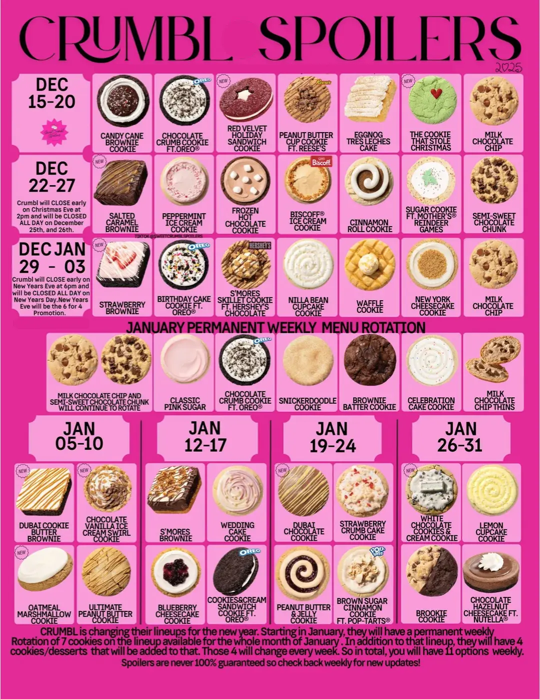 Crumbl Spoilers and Next Week's Menu Flavors | January 2026 Updated 2 Crumbl Spoilers January 2026