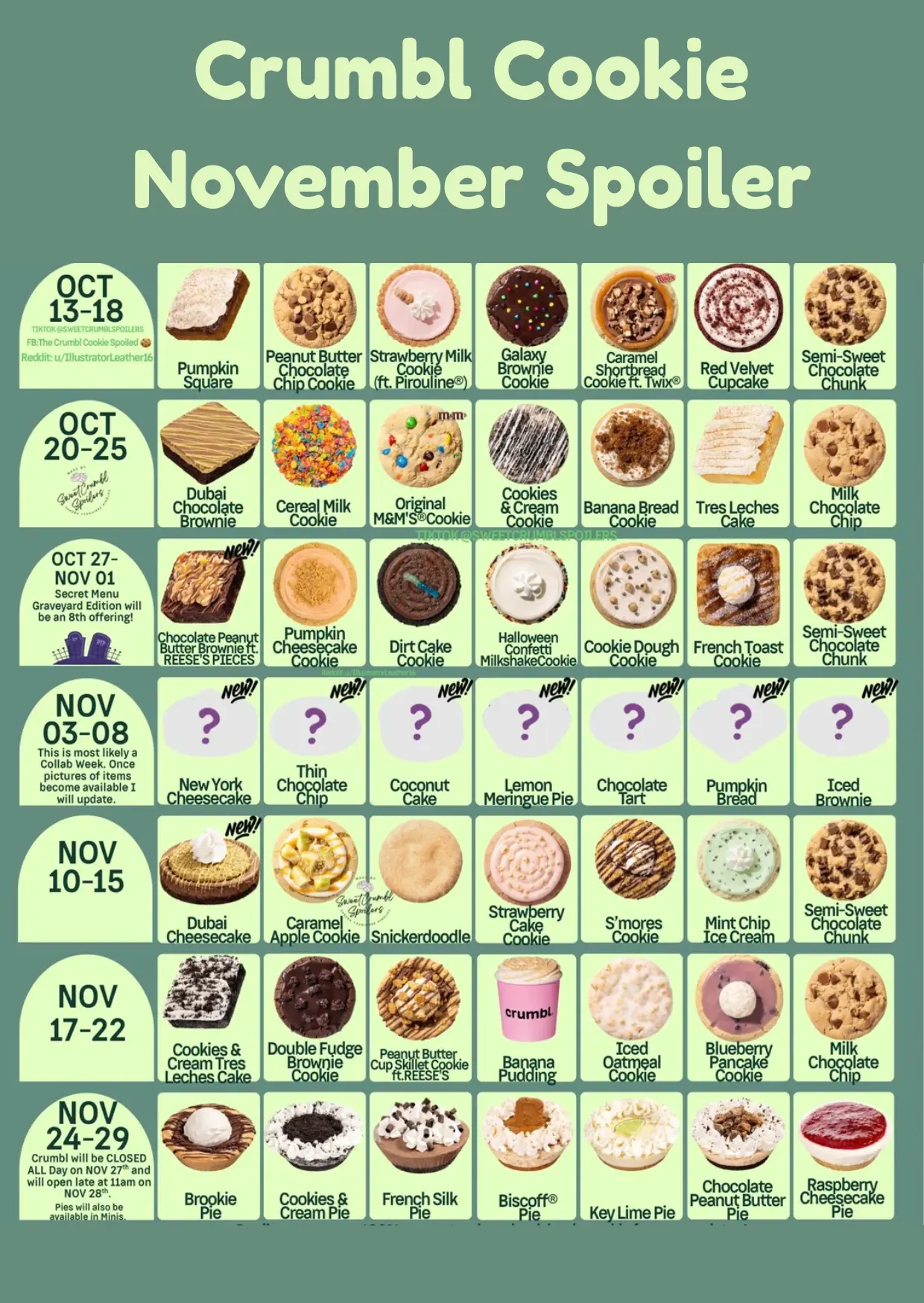 Crumbl Spoilers and Next Week's Menu Flavors | November 2025 Updated 2 Crumbl Spoilers November 2025