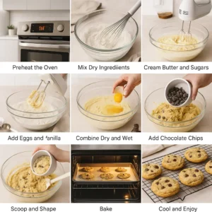 Step-by-step guide for making gluten free cookies answering to the question does Crumbl have gluten free options, featuring ingredients and preparation instructions.
