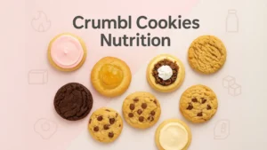 A close-up of a nutrition label for crumbl cookies, detailing calories, carbohydrates, and other key nutritional values.